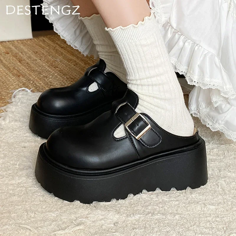 Женские хлопковые тапочки на платформе прогулочная кожаная обувь меху плоской