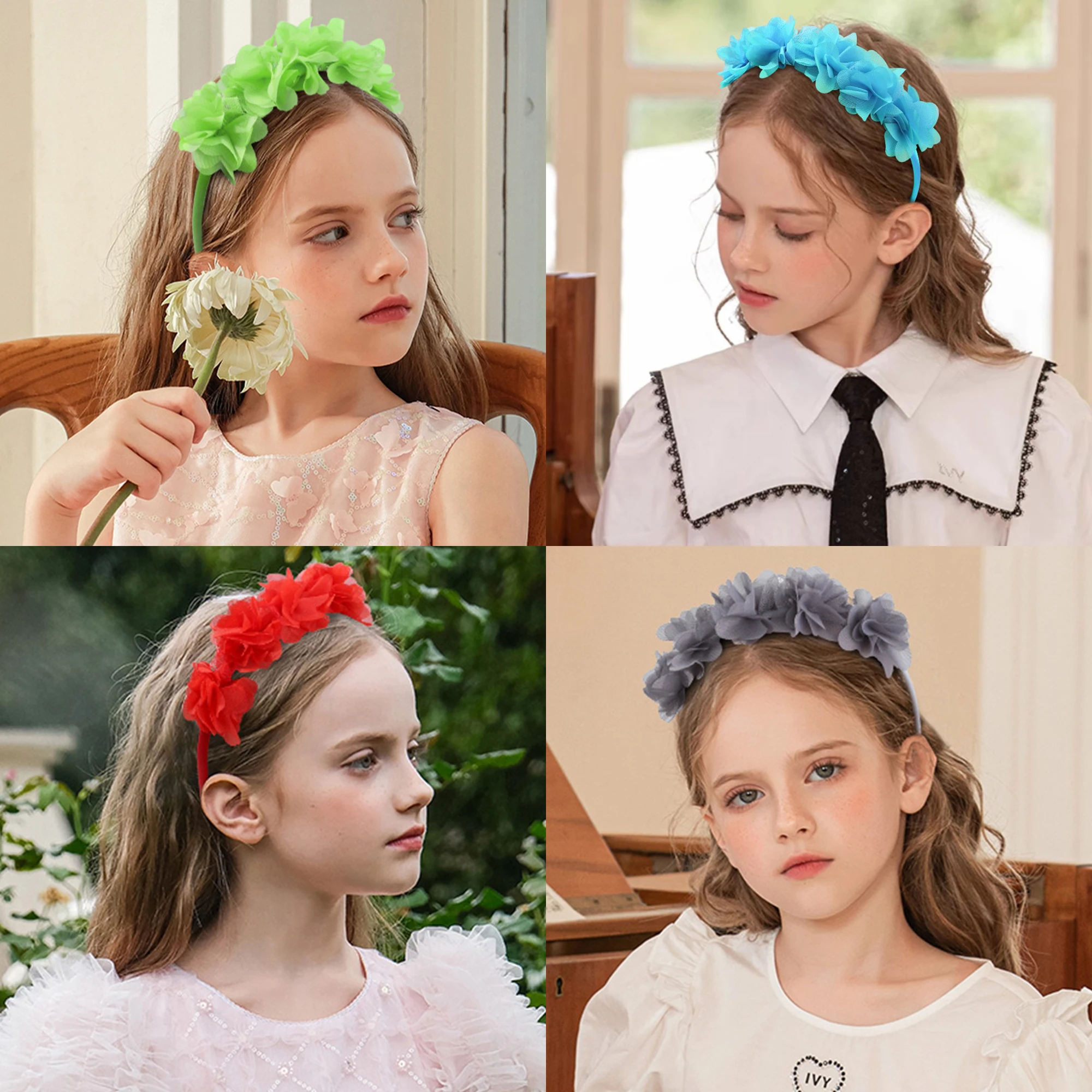 9 шт./компл. однотонная повязка на голову с цветком простая и подходит для девочек