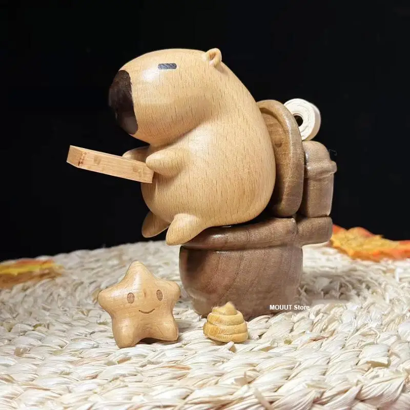 

Буковые резные фигурки животных для приседаний, забавные аксессуары для офисного стола, украшение для гостиной, креативный деревянный подарок для дома