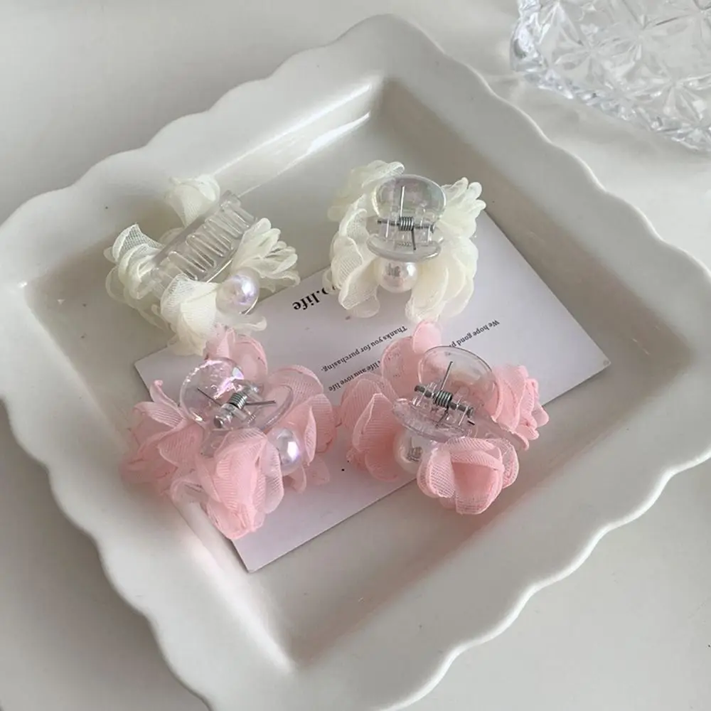 

Elegant Mesh Bow Hair Claws Women Pearl Acrylic Hairpins Mini Shark Clip Ponytail Clips Sweet Hair Clips Hairgrip Headwear