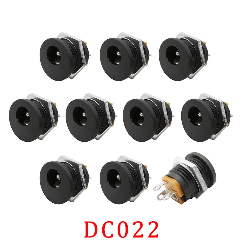 

2/5/10Pcs 12V 3A DC-022 DC Female Connector 5.5x2.1mm DC 022 DC Power Charging Socket Screw Nut Panel Mount DC Male Plug Adapter