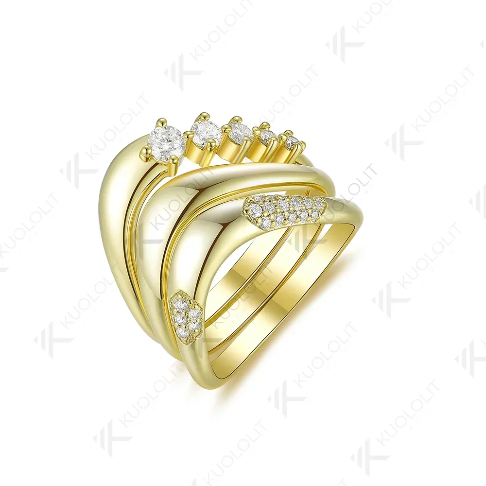 Кольца с изогнутым кольцом Kuololit для мужчин и женщин однотонные 18 карат 14 10 585