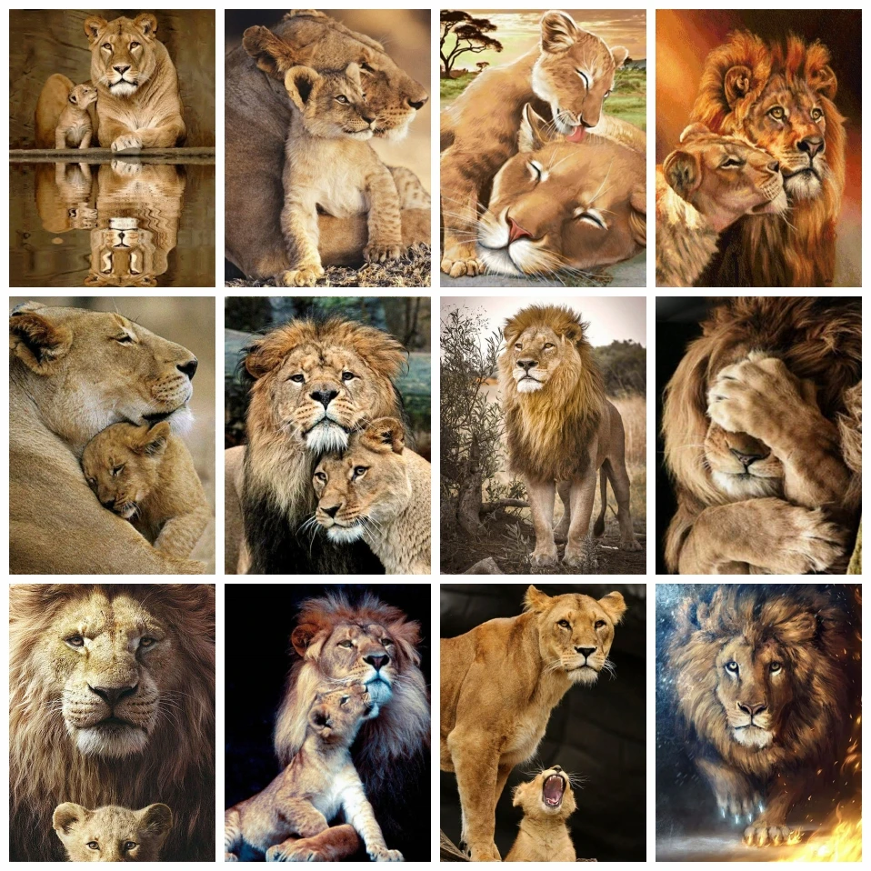 

EverShine Diamond Painting Full Square Drill Lion Cross Stitch Diamond Embroidery Animal Mosaic Kits Wall Art Decor For Home