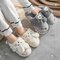 cute cartoon winter cotton slippers for women non slip fun animals plush home slippers men indoor soft dual purpose shoes