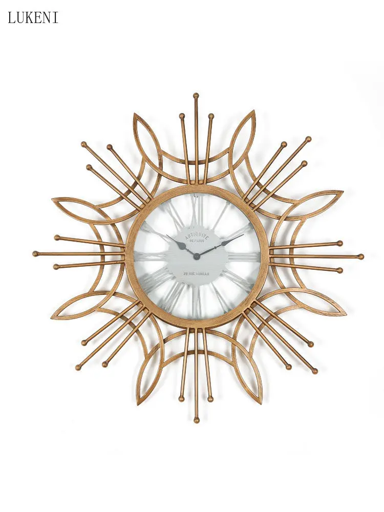 

Американские настенные часы из кованого железа, настенные подвесные украшения, украшение для дома, гостиной, настенные украшения, Настенна...