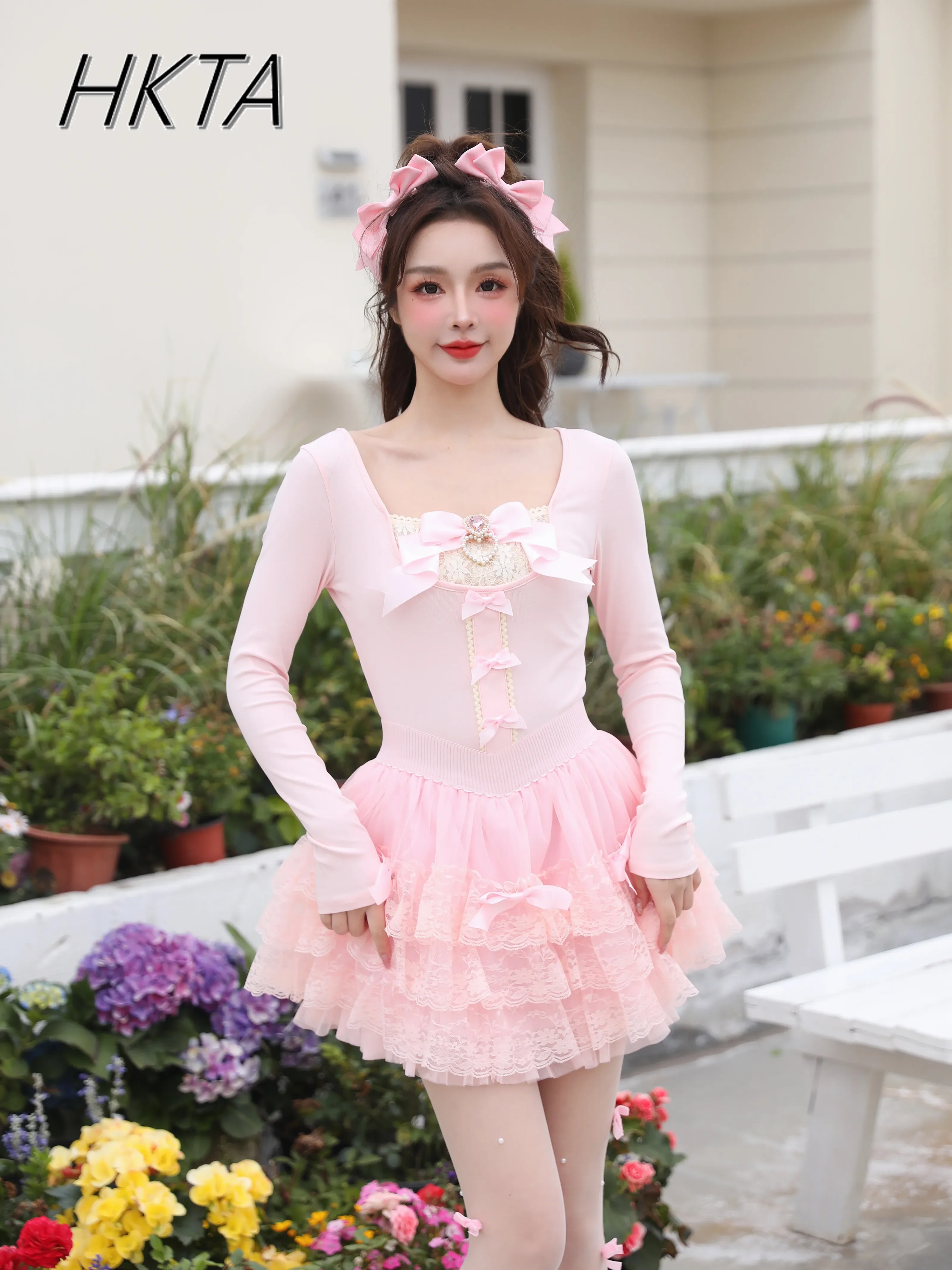 Элегантный балетный принцесса с бантом и жемчугом бриллиантами тонкий короткий