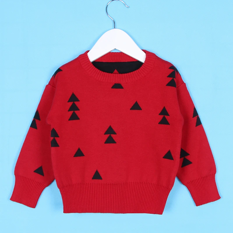 

1-6Yrs Casual Kids Baby Boys Girls Triangle Pattern Pullover Sweaters Autumn Baby Boys Girls Long Sleeve Knit Children's Sweater