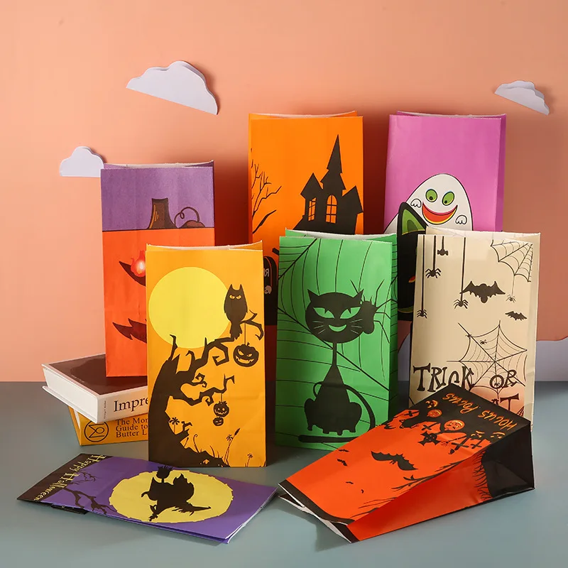 

New Halloween themed kraft paper bag hand-held holiday party gift bag packaging mall shopping bag