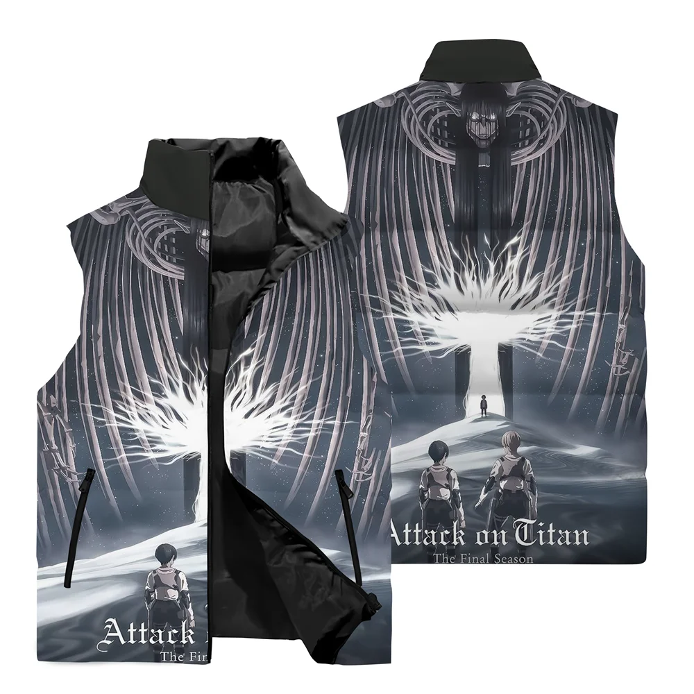 Жилет Мужской без рукавов куртка с 3D принтом аниме атака на Титанов уличный
