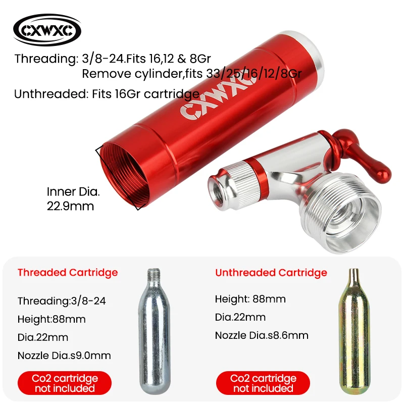 Портативный насос для велосипеда CXWXC портативный CO2 из алюминиевого сплава