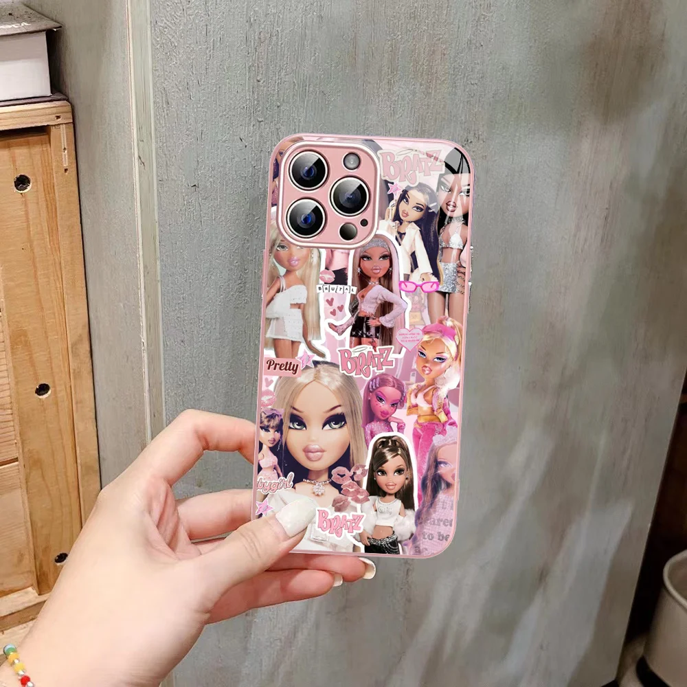 Модный чехол для телефона с куклой B-Bratz из закаленного стекла Iphone 14 13 12 11 Pro Mini XS MAX