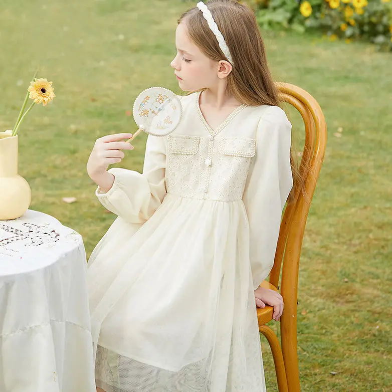 

Платье для девочек, новинка весны, Корейская версия, милое стильное детское супер-сказочное платье, платье принцессы средней длины для мале...