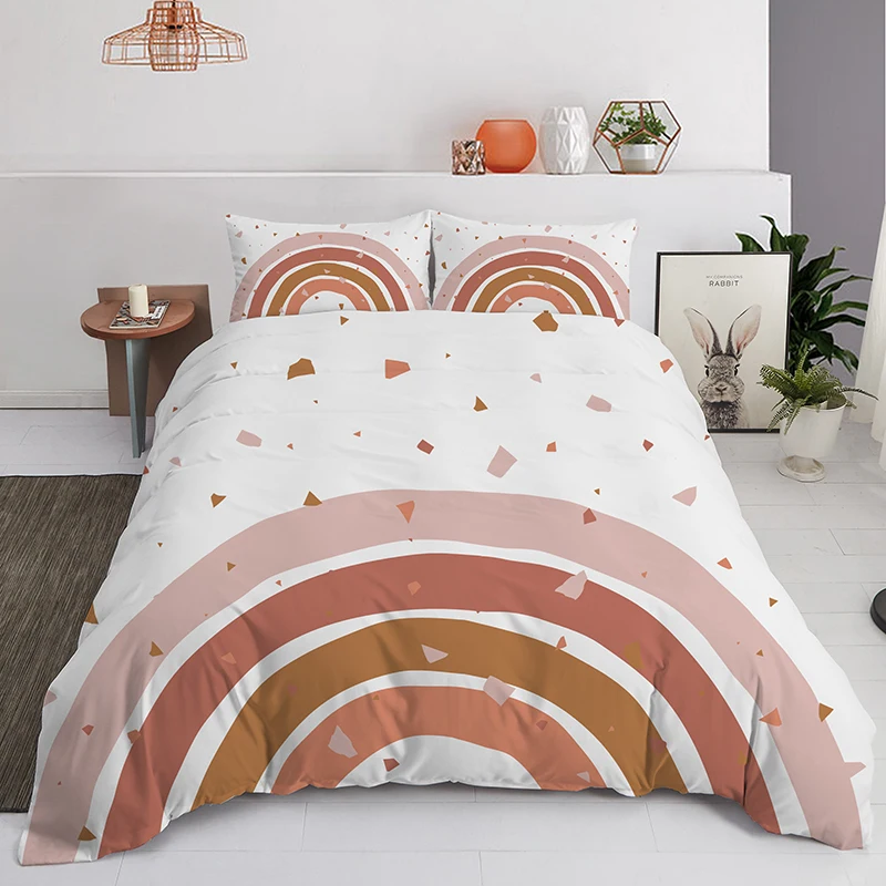 

Trendy pastel colors rainbow Bedding Set Baby Kids Duvet Cover 150x210 135x200 With Pillowcases And Zipper