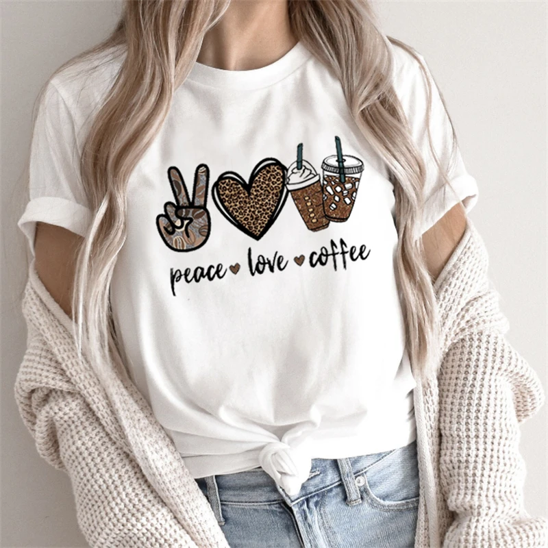 

T-shirts for Women Cartoon Coffee SweetLady Print Female Tee T-Shirt Love 90s Spring Summer Printing Clothes Graphic Tshirt Top