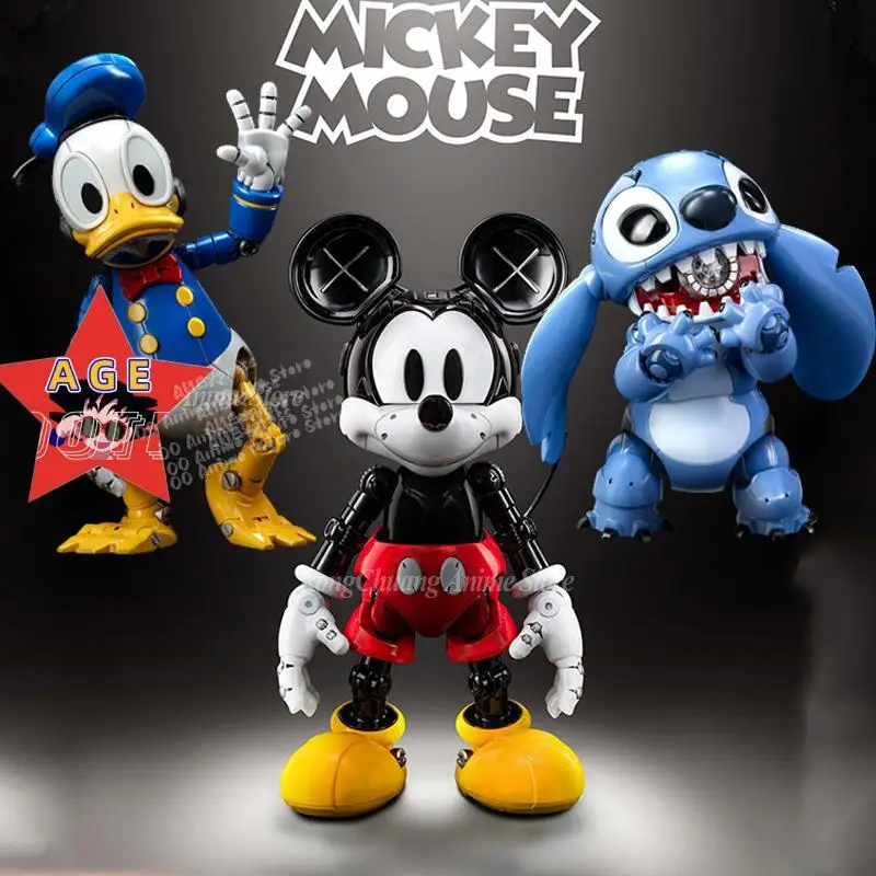 

Disney Stitch Mickey Mouse Mechanically Action Figures Movable Donald Duck Figurines Collection Pvc Model Doll Statue Kids Toys