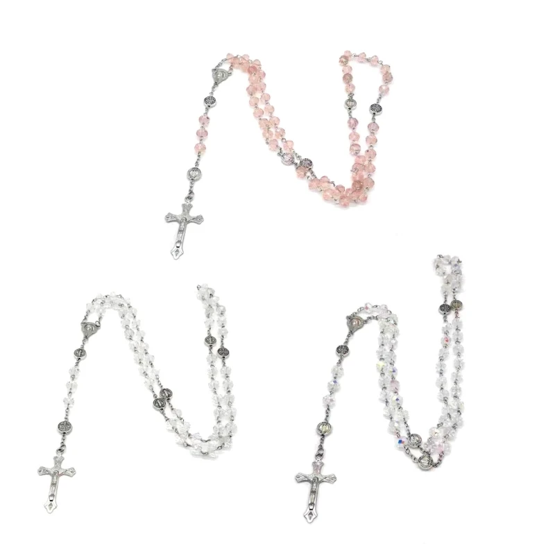 Хрустальные четки-ожерелье с крестом