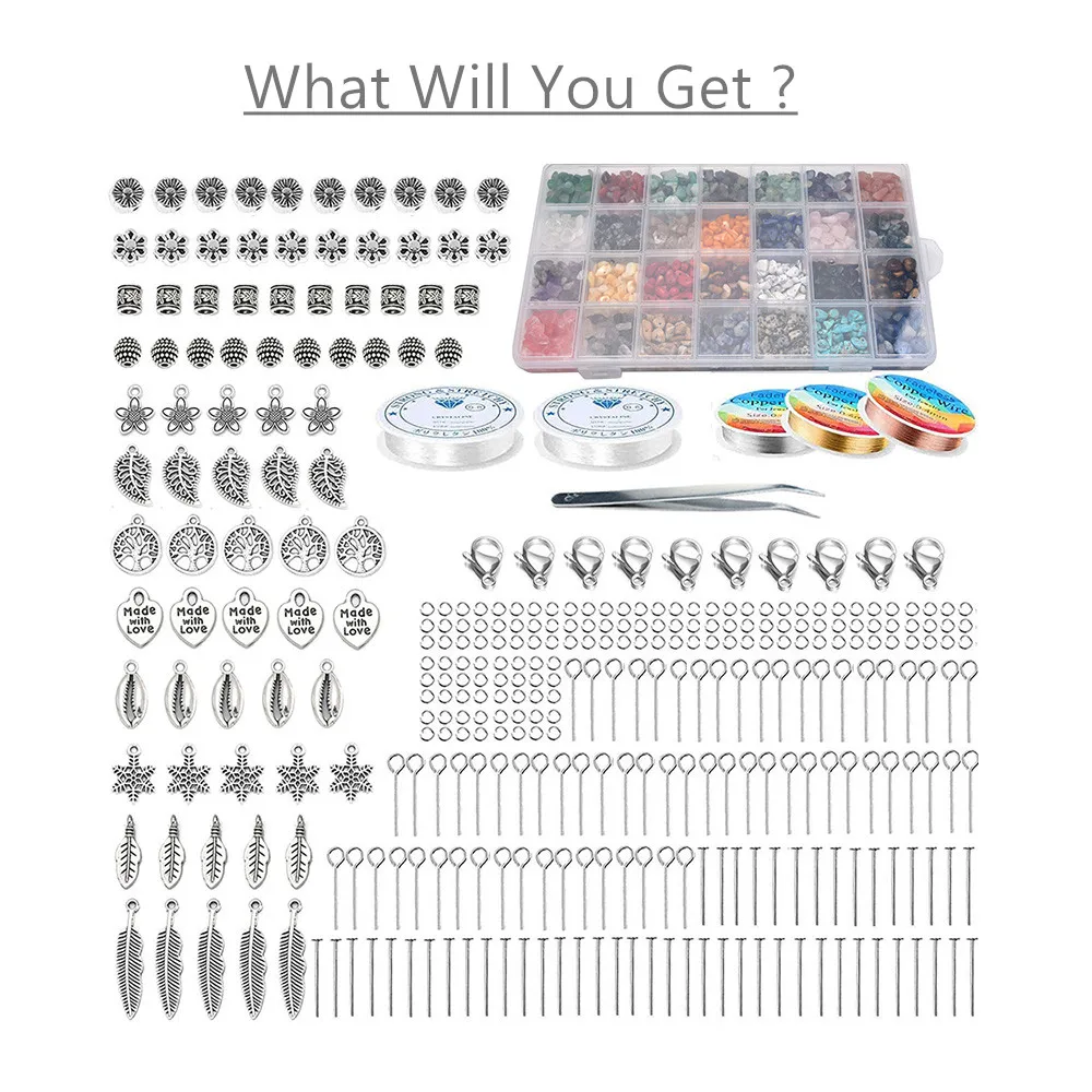 Бусины из драгоценных камней с кристаллами 28 видов |