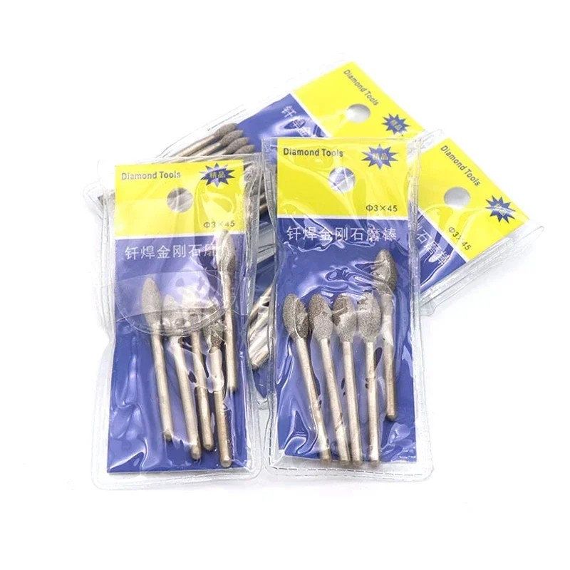 5-10 шт. 3 мм хвостовик 4 5 6 длинная пулевидная пайка алмазная шлифовальная головка