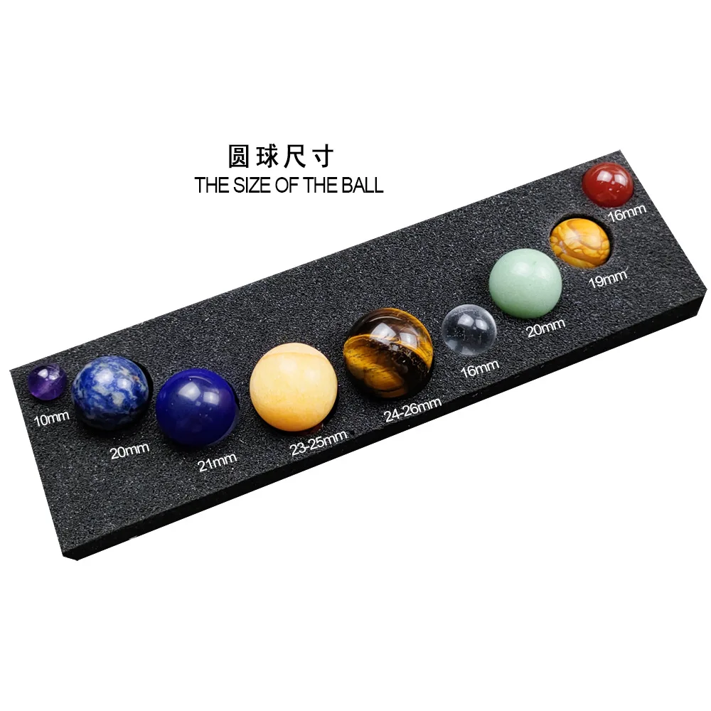 9pcs Natural Crystal Planet Ornament with Collection Box the Nine Planets of the Solar System Stones Specimen Ore Samples Gift