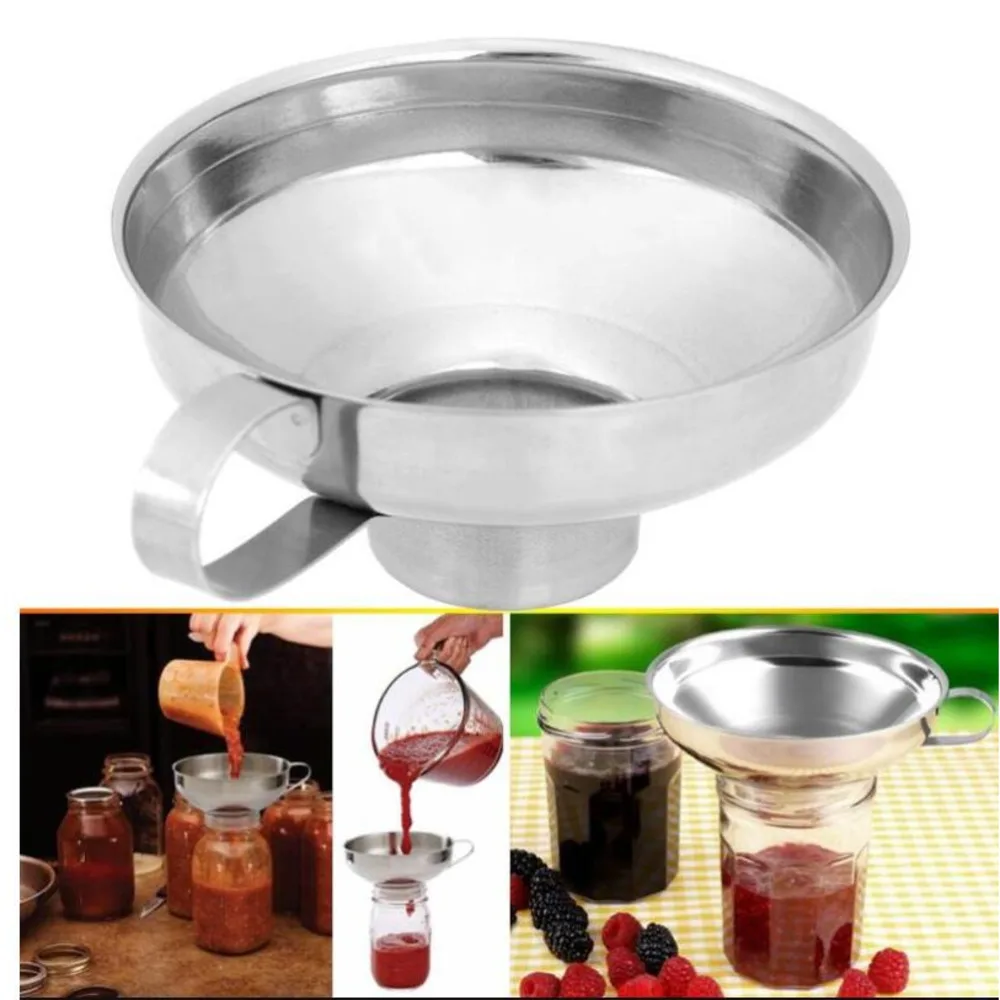 

100pcs Stainless Steel Wide Mouth Canning Funnel Cup Hopper Filter Kitchen Tools For Home Restaurant Dessert Shop Decoration