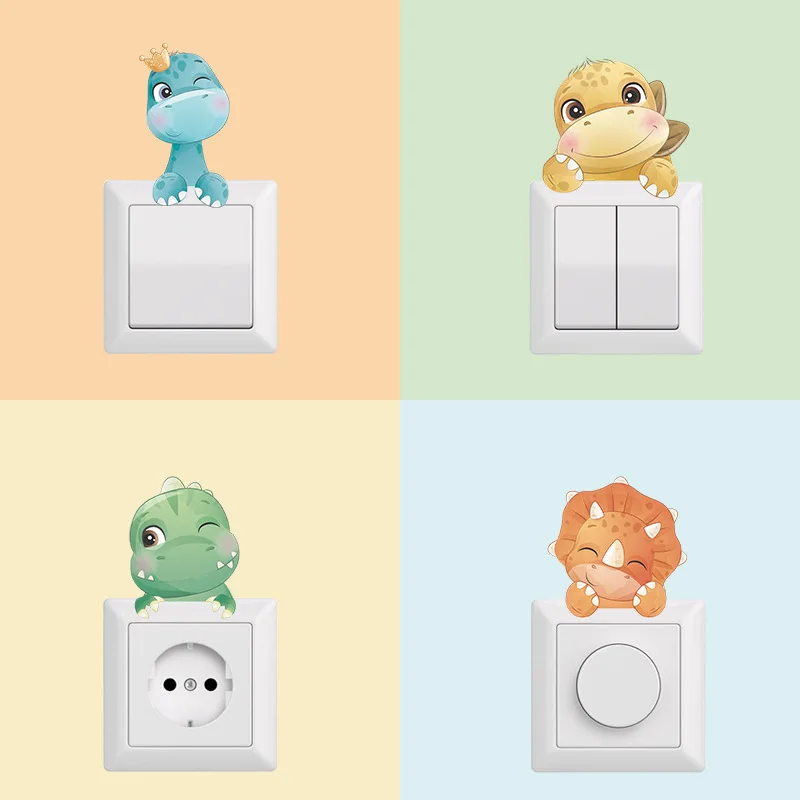 

Cartoon Cute Little Dragon Dinosaur Switch Sticker Bedroom Living Room Porch Home Wall Decoration Wall Sticker Furniture Sticker