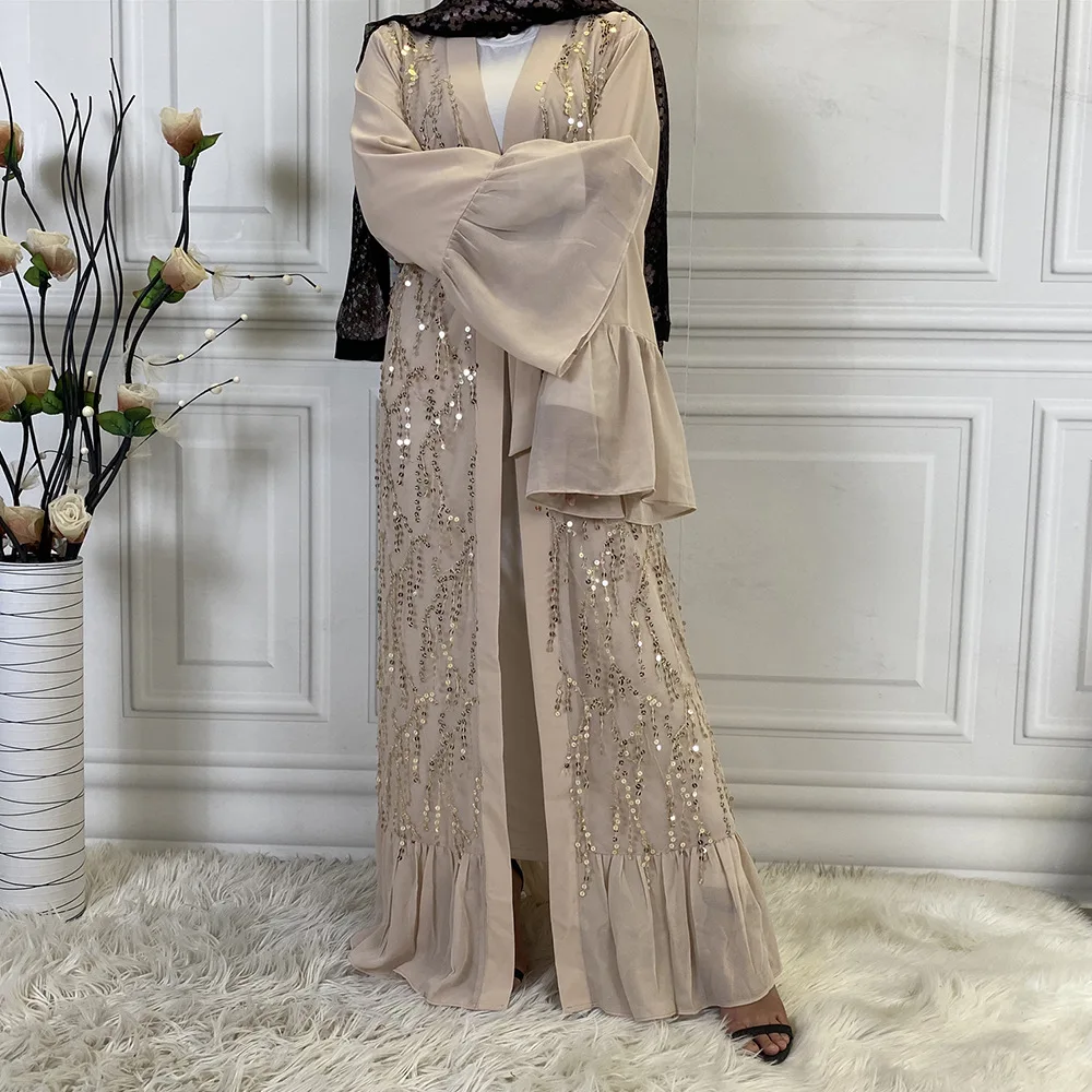Abaya Dress Explosion Model Sequins Outside The Robe Dubai Middle East Women'S Chiffon Cardigan Muslim Sets שמלות דובאי Cm258
