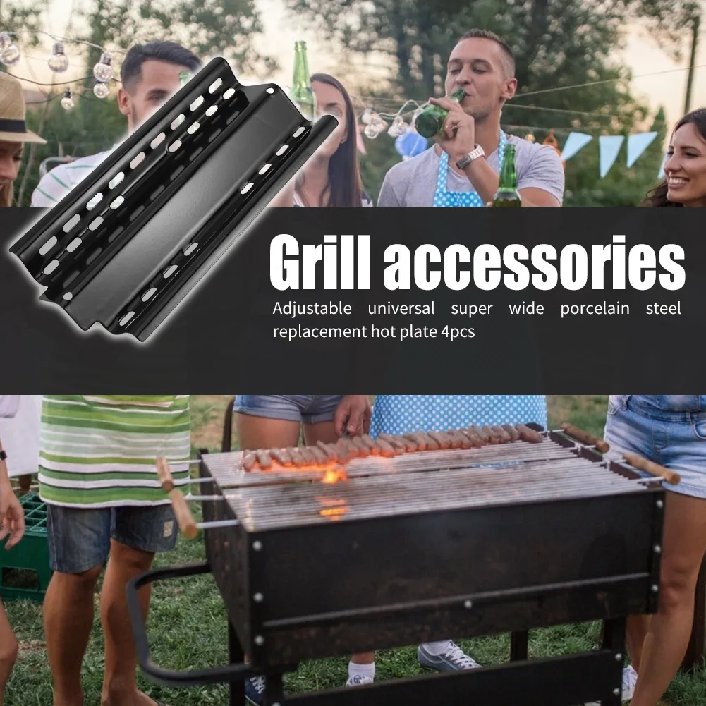 

XH00122 4pcs Universal Adjustable Grill Heat Plate Shield Tent Kits Barbecue BBQ Grill Replacement Parts Camping Equipment