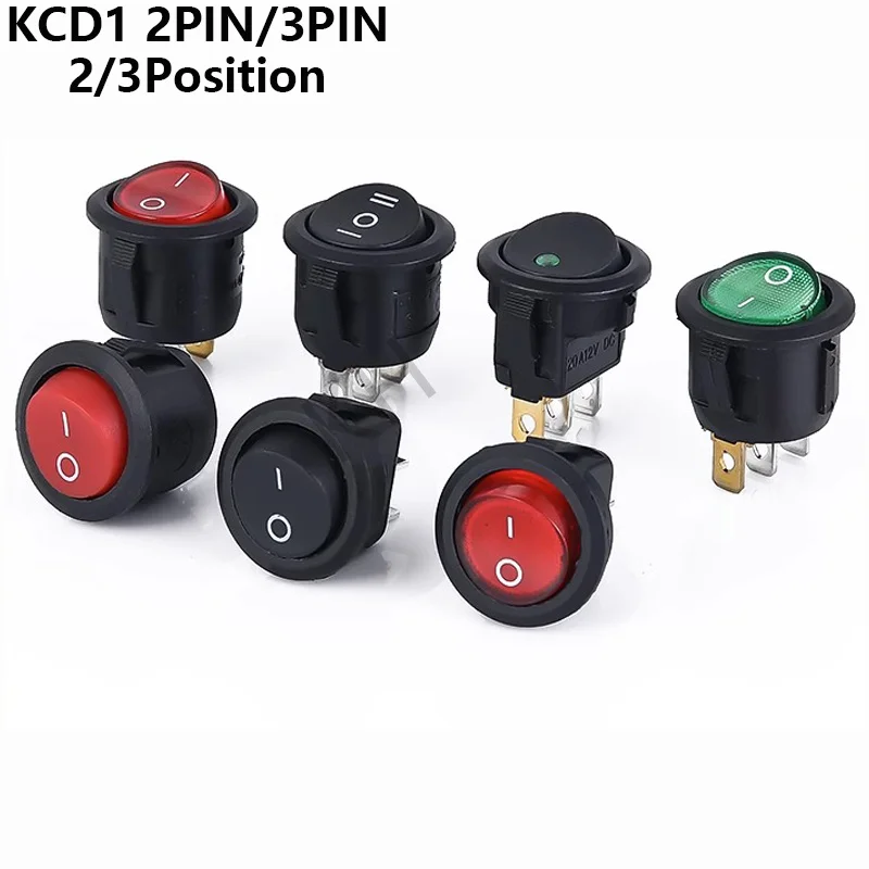 

1PCS ON/OFF Round Rocker Switch LED illuminated Car Dashboard Dash Boat Van 12V 24V / 6A 250V / 10A 125V 2/3/4PIN Switch 20MM