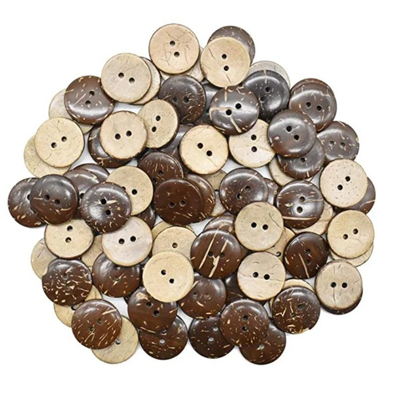 100 шт. круглые пуговицы из натуральной кокосовой ракушки
