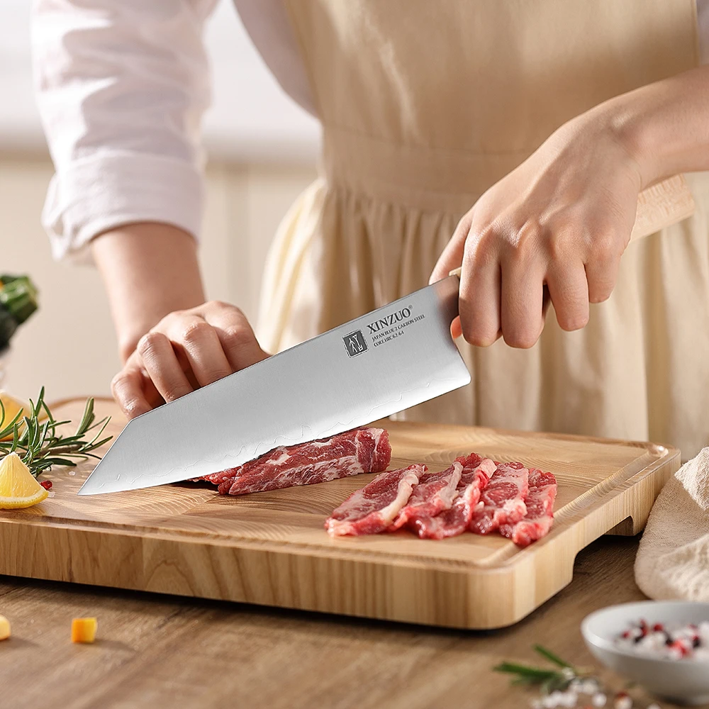Фото Нож Bunka XINZUO 8,4 дюйма, изготовленный на заказ из композитной стали Sanyo Riki Aogami No 2, с тонкой водной заточкой для бритвенной остроты. №5