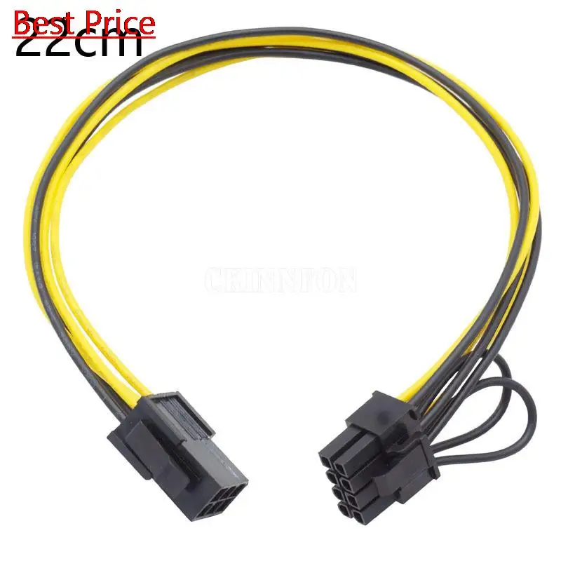 

200Pcs/lot Graphics Card Power Supply Cable 6P Female To Single 6+2P Male Extension Cable 6pin To 8pin Power Adapter Cable