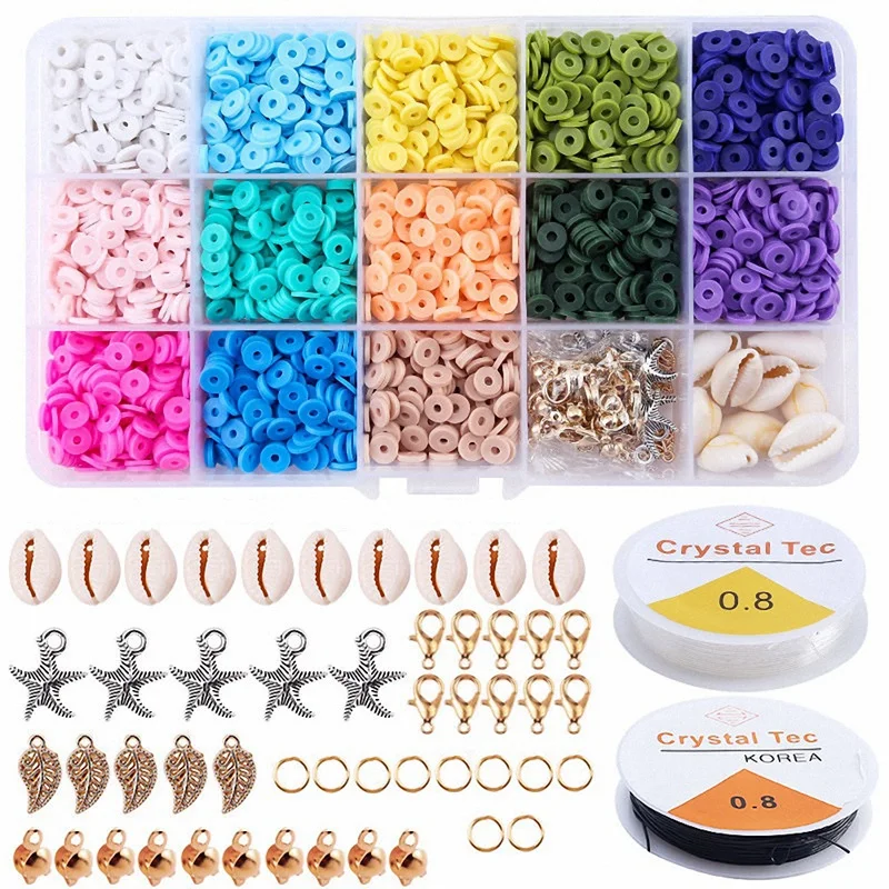 

Flat Round Polymer Clay Beads for Jewelry Making Bracelets Necklace Earring DIY Craft Kit with Pendant (2650 Pcs)