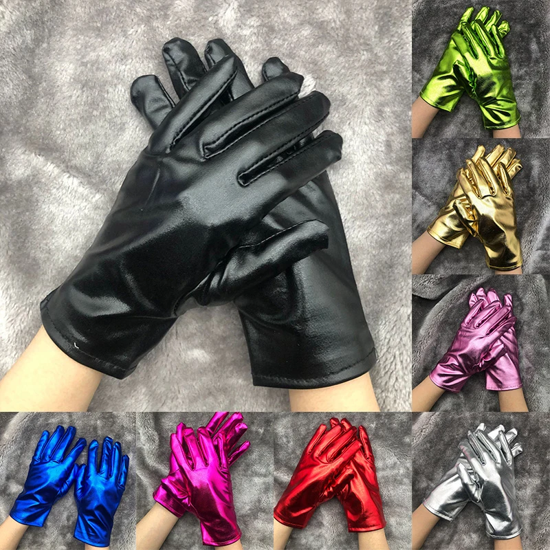 

Patent Leather Gloves Punk Style Wedding Performance Etiquette Mittens Dancing Party Show Gloves Men Women Cosplay Short Gloves