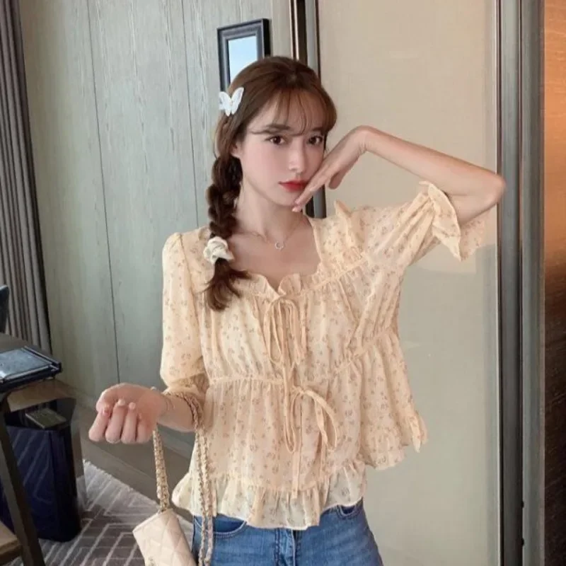 Женская шифоновая блузка с коротким рукавом размеры s-xxl