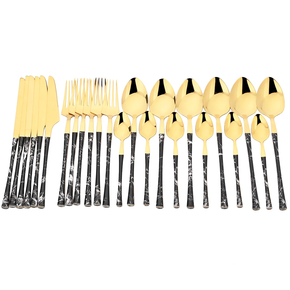 

Столовые приборы из нержавеющей стали с имитацией золота, 24 шт.