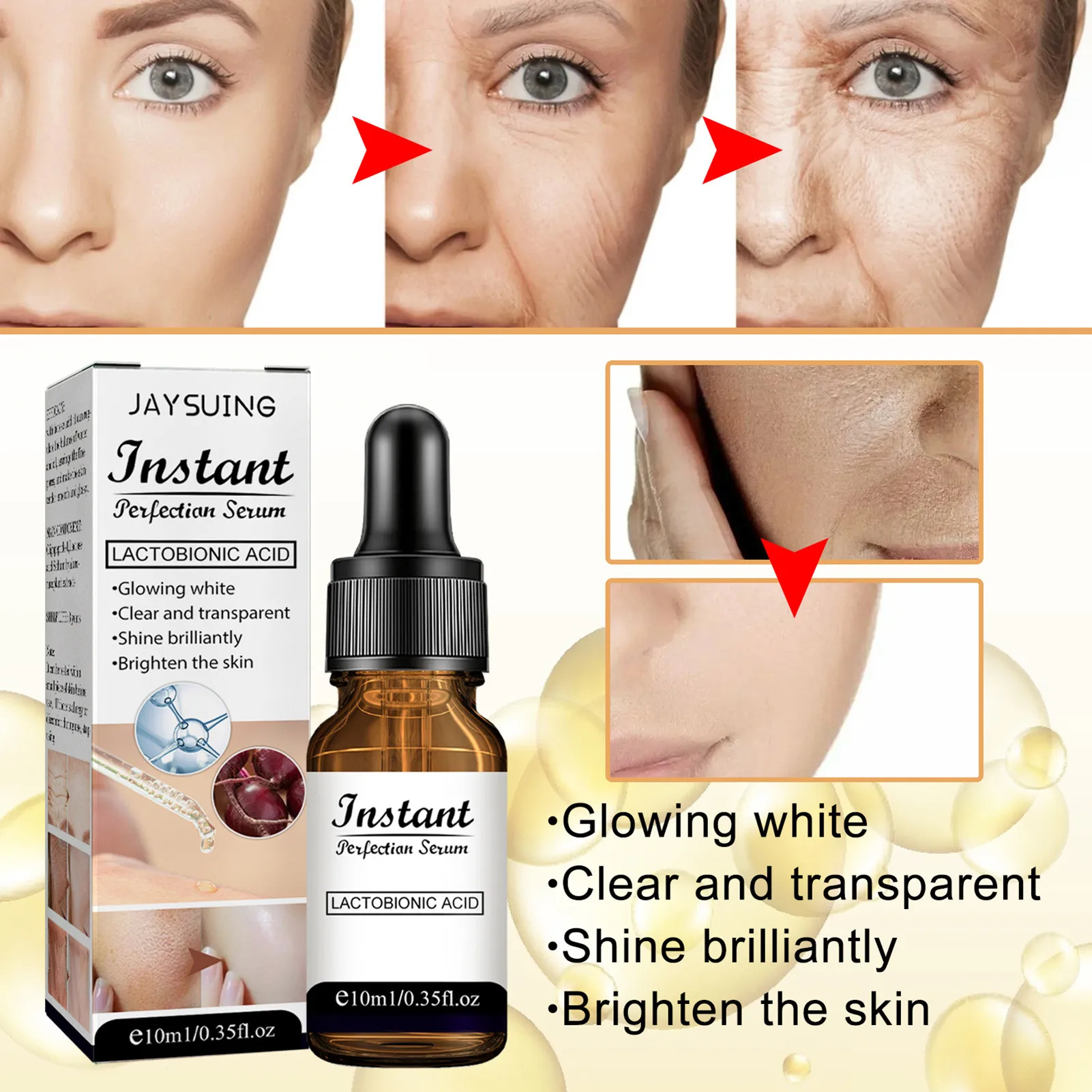 

Instant Anti-wrinkle Face Serum Hydrating Fade Fine Lines Shrink Pores Brighten Skin Firming Lift Hyaluronic Essence Skin Care