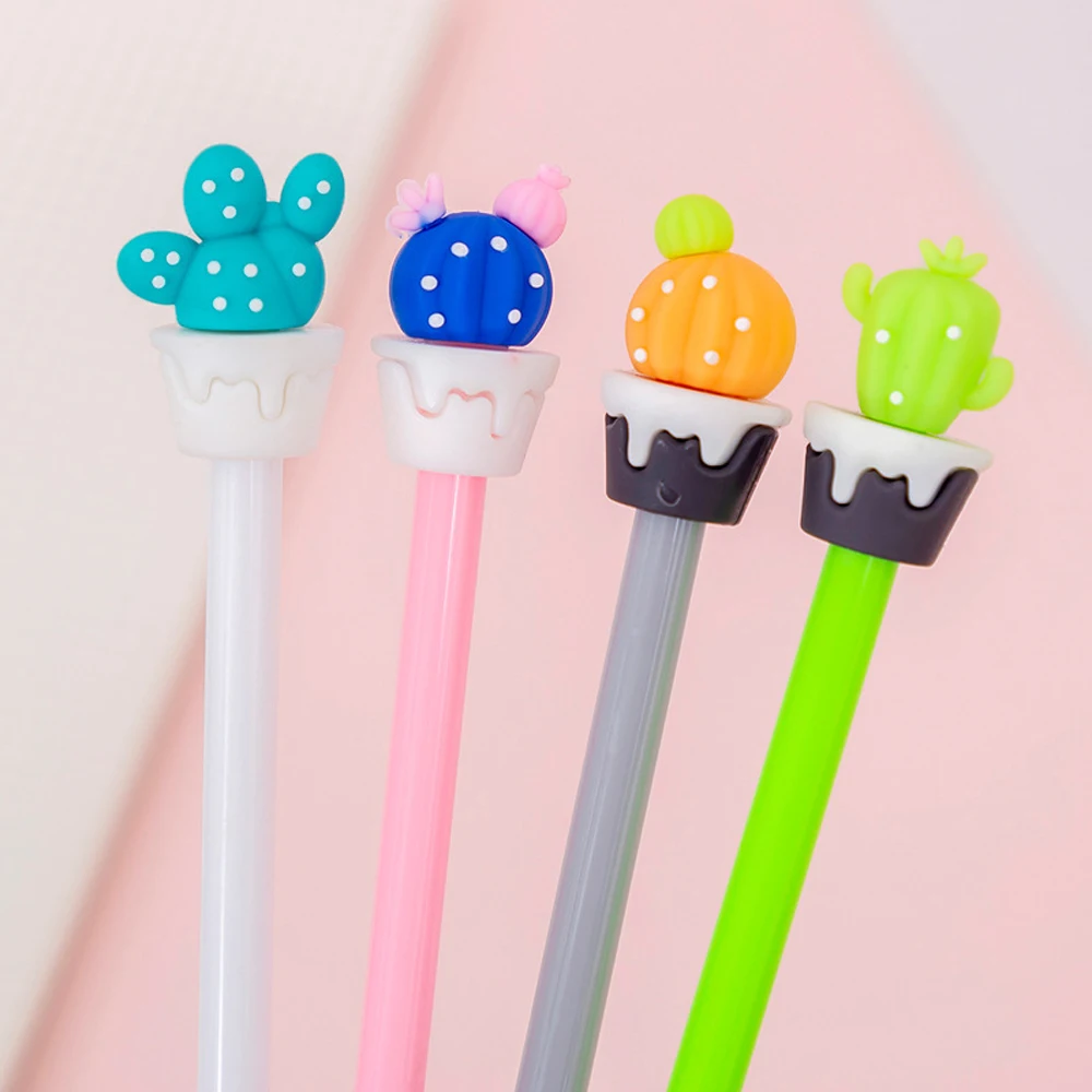 

4Pcs/Set Gel Pen Cartoon Cactus Pen Kawaii School Supplies Gel Ink Pen School Stationery Office Suppliers Pen Kids Gifts Ink Pen