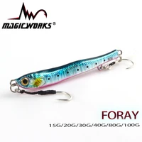 magic works s shape metal jig shore micro fishing lure 15g 20g 30g 40g 80g 100g professional for artificial bait fishing tackle