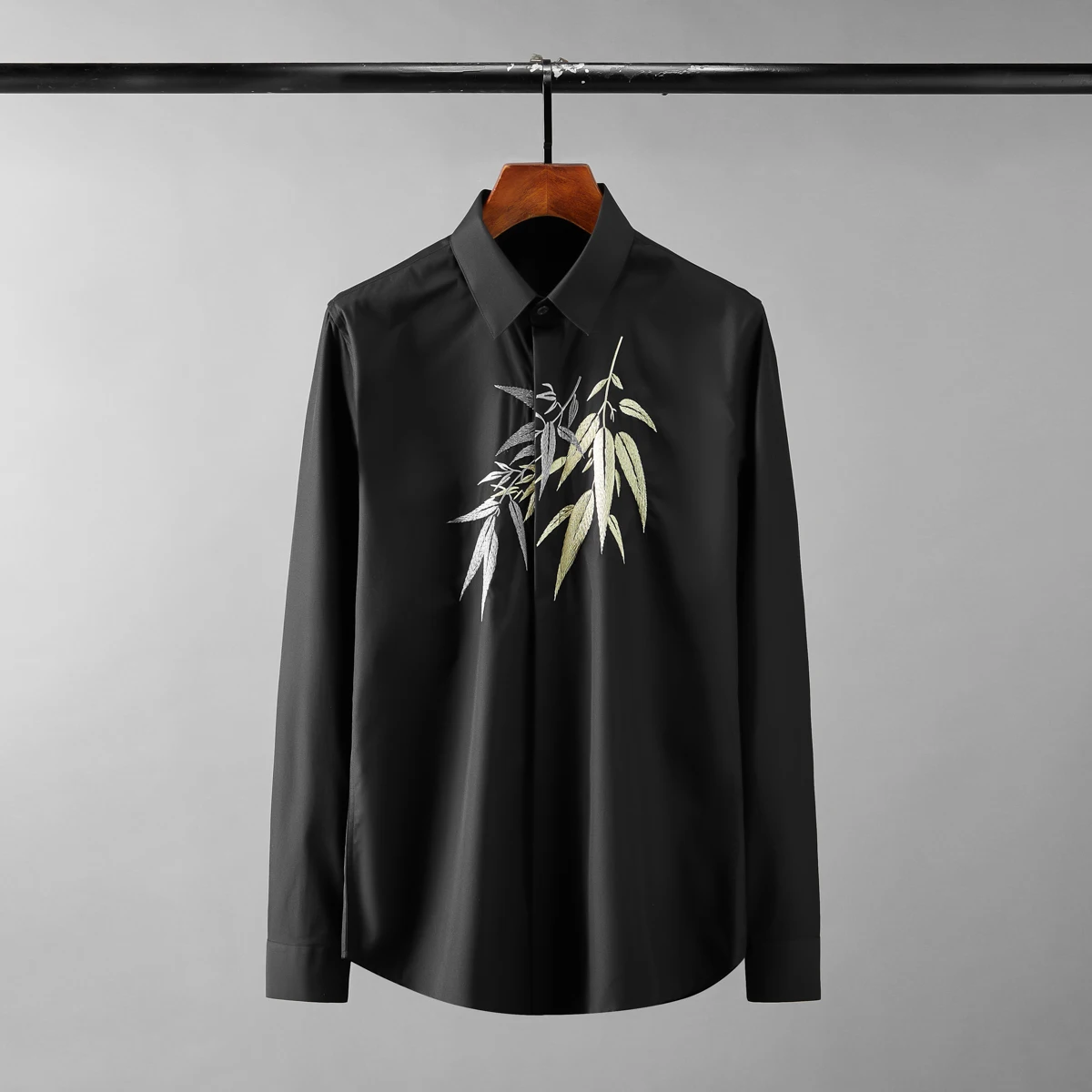 

2022 Male Shirts Luxury Long Sleeve Leaf Embroidery Casual Mens Dress Shirts Fashion Slim Fit Party Man Shirts Plus Size 4xl