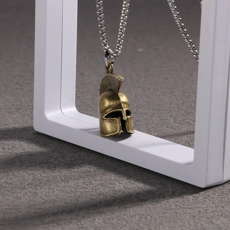 

ins Titanium Steel Pendant Vintage Roman helmet boy's necklace trinket necklace Sweater Accessories Hip Hop female
