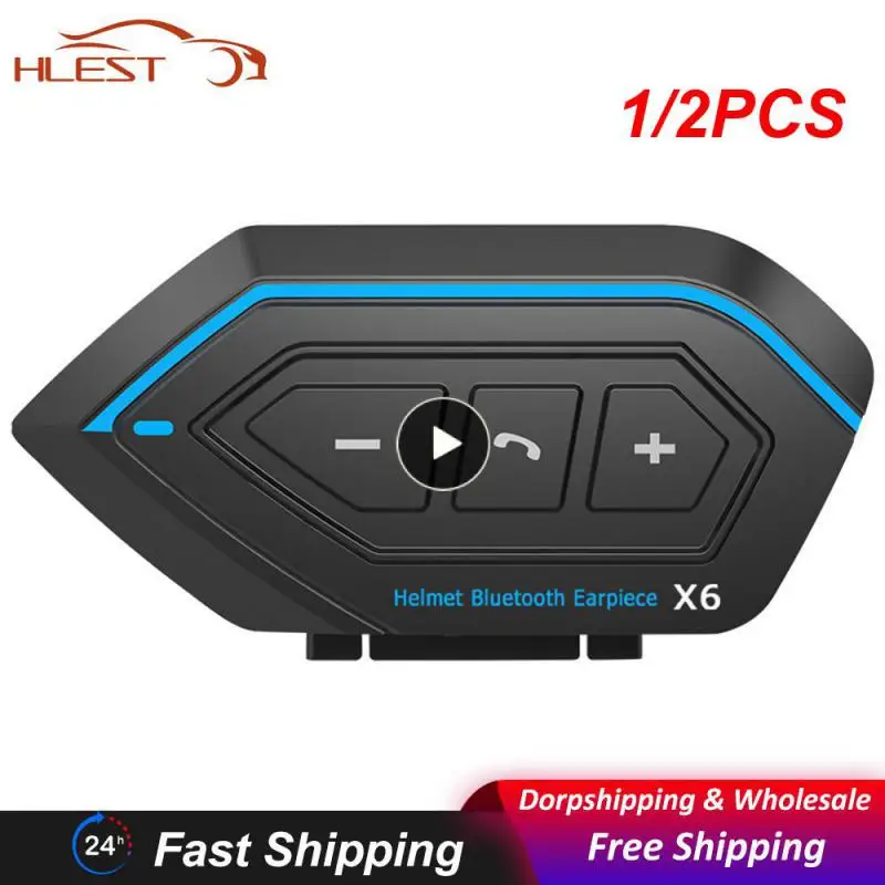

1/2 шт. новинка, мотоциклетная Bluetooth-гарнитура X6 для шлема, стерео MP3 музыкальный плеер, динамик, громкая связь, звонки для водонепроницаемости