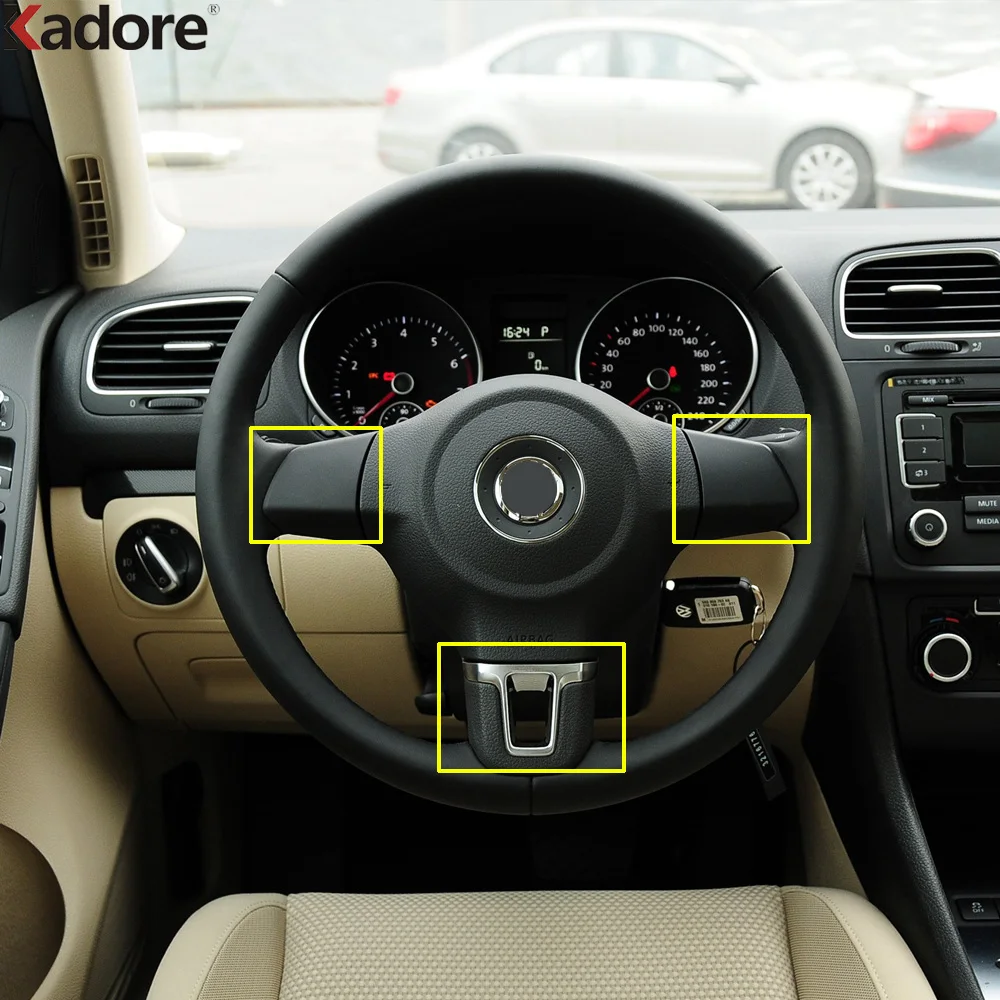 Фото Накладка на панель рулевого колеса для Volkswagen VW Golf 6 MK6 2009-2011 2012 2013 Polo 2008-2013, хромированные аксессуары для салона. №1