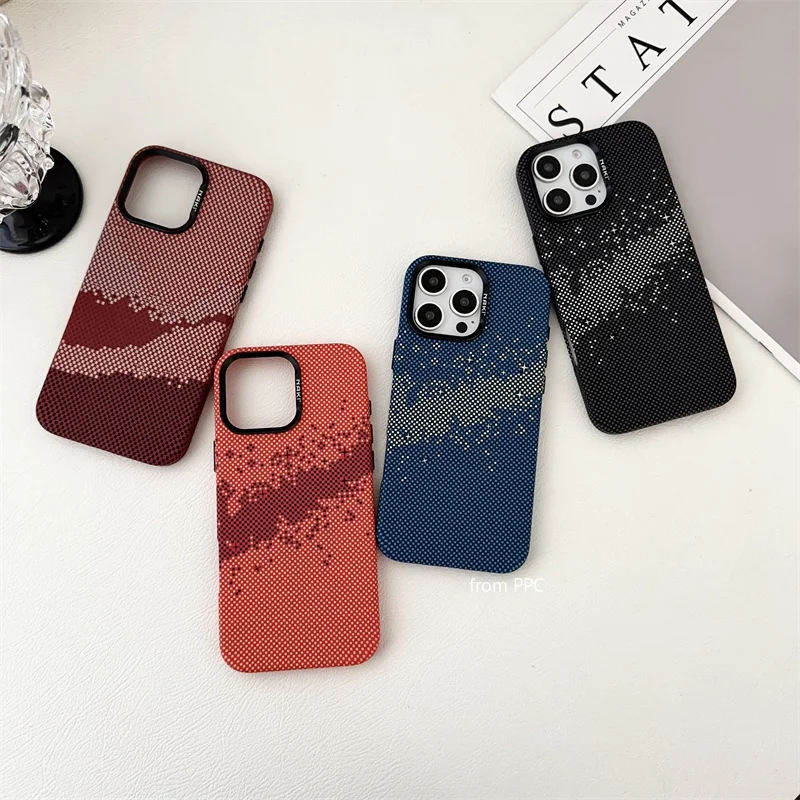 Чехол Magsafe в клетку Звездное небо горошек задняя крышка 16 Pro Max для iPhone 15 14 чехол со