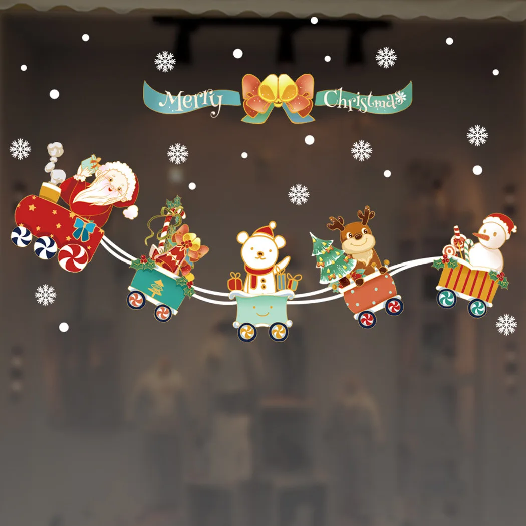 

1pc Christmas Wall Stickers Removable Xmas Glass Decals Clings For Home Decor Xmas Party Gifts Wall Ornaments
