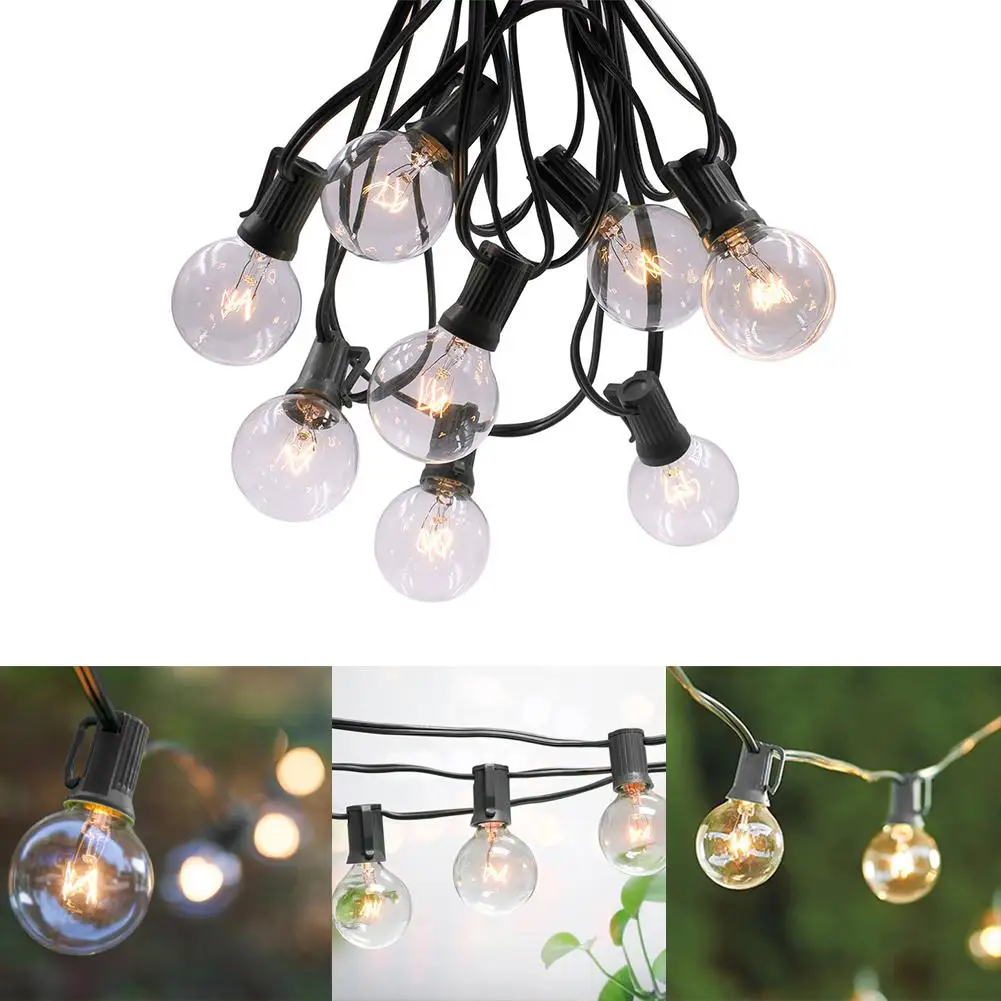 

Уличная гирлянда G40 с лампочками в виде шаров, праздничный декоративный шнурок с лампочками для праздника, вечеринки, двора, низкое тепловыд...
