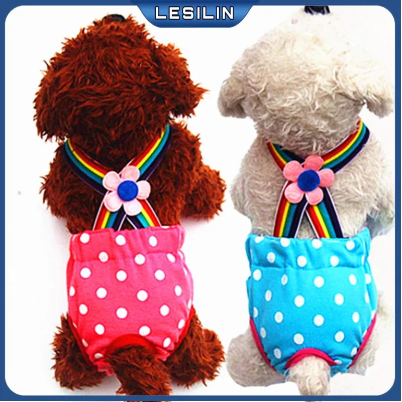 

Female Dog Shorts Diaper Pet Sanitary Physiological Short Pants Dot Girl Dogs Underwear Washable Knickers