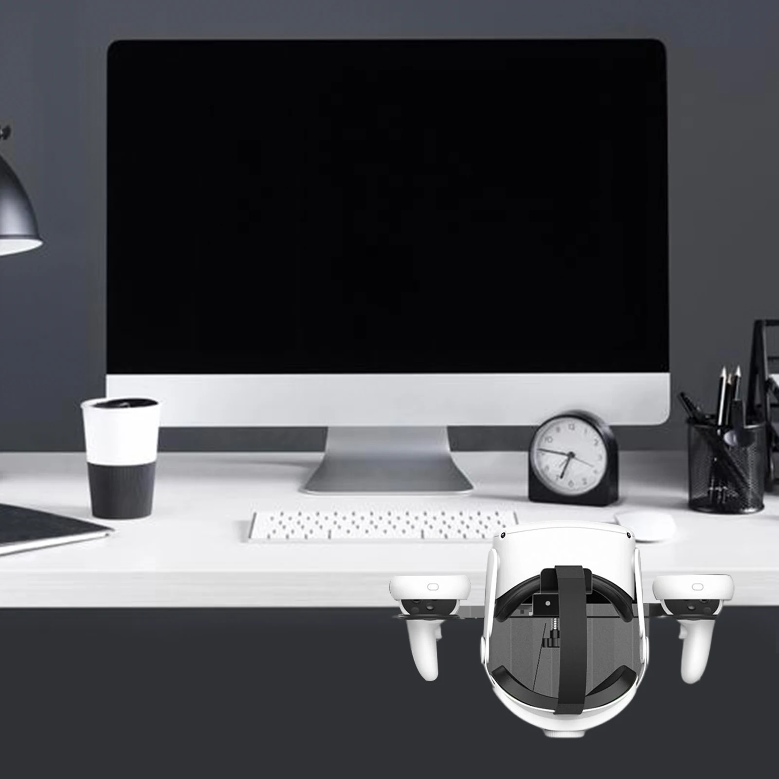 

VR Stand For Oculus Quest 2 Desk Fixing Stand For Oculus Quest Anti-Tilting Anti-Scratching Black VR Accessories Stand Headset