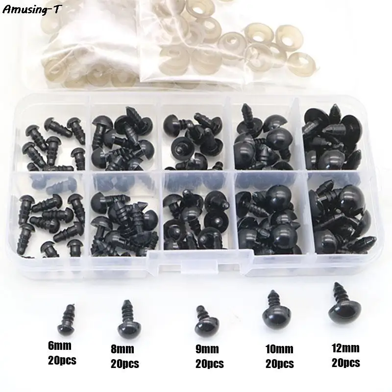 

100pcs Black Plastic Plush Safety Eyes Amigurumi For Toys 6-12mm DIY Funny Toy Eyes Animal Eyeball Doll Accessories