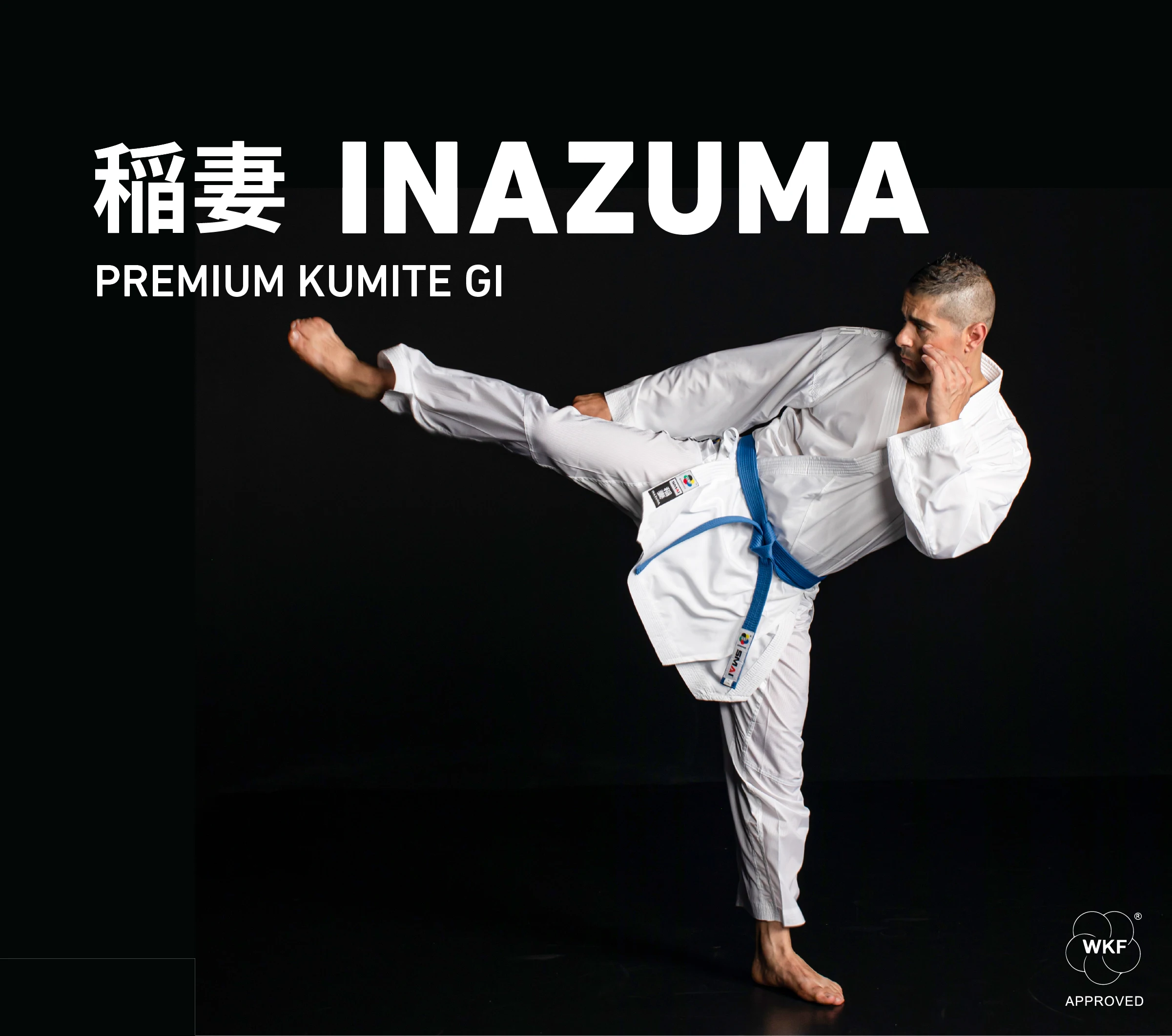 Фото Униформа для карате WKF, 6 унций, Высококачественная Униформа KUMITE GI-INAZUMA, официальная Униформа Kumite, SMAI kumite, KARATE GI WKF №1