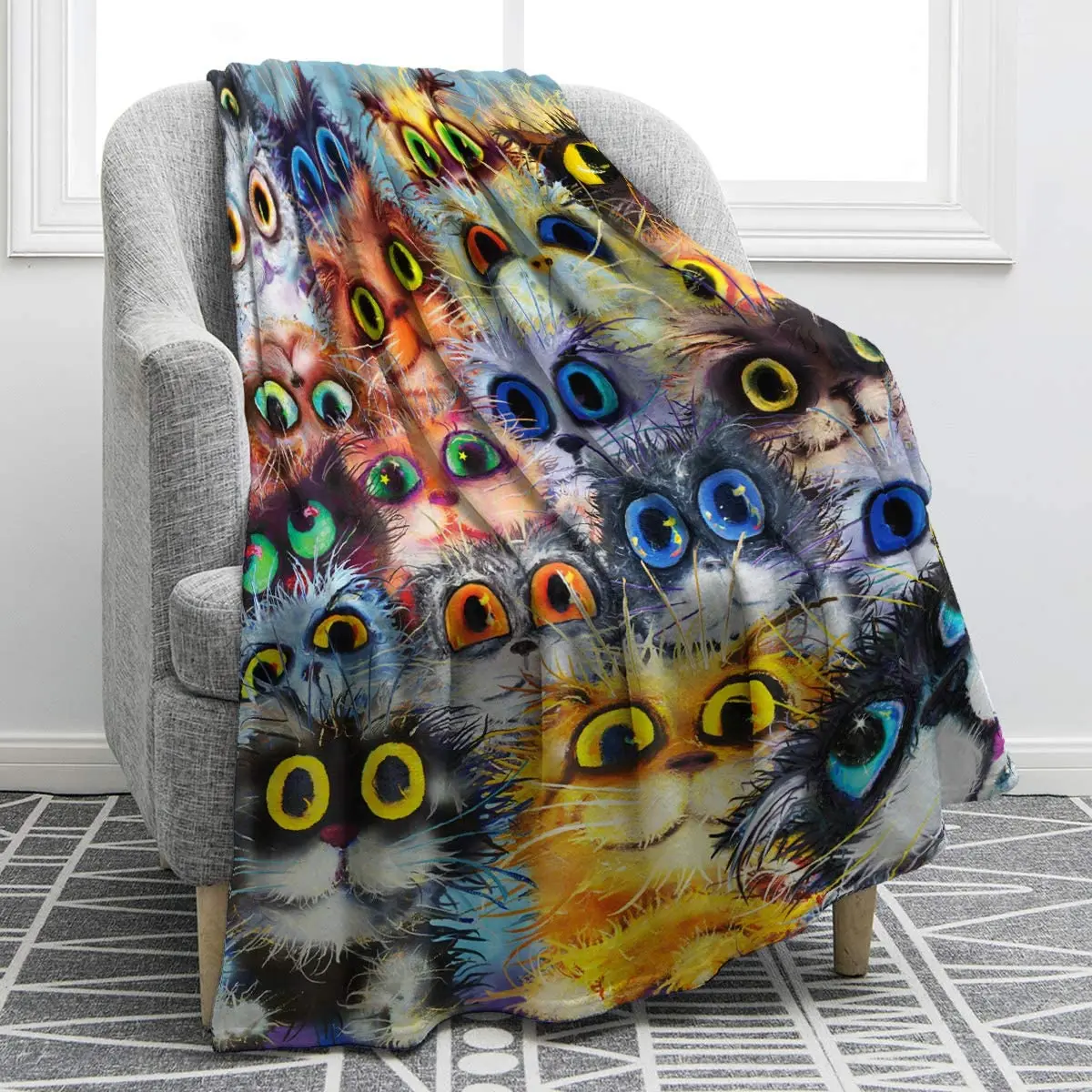 

Разноцветные искусственные Детские и взрослые пушистые мягкие теплые забавные кошачьи Пледы для кровати, дивана, плюшевая простыня, покрыв...